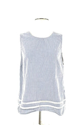 Womens Size Large Banana Republic Tank Striped With Buttons Opening Up Back - TheRealThreads